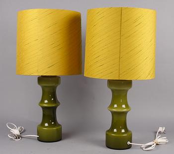 BORDSARMATURER, ett par, glas, 1970-tal.