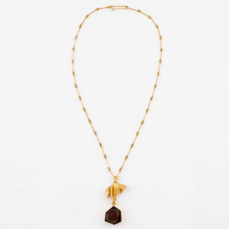 Björn Weckström, collier, 18K guld med vattenmelonturmalin, för Lapponia.