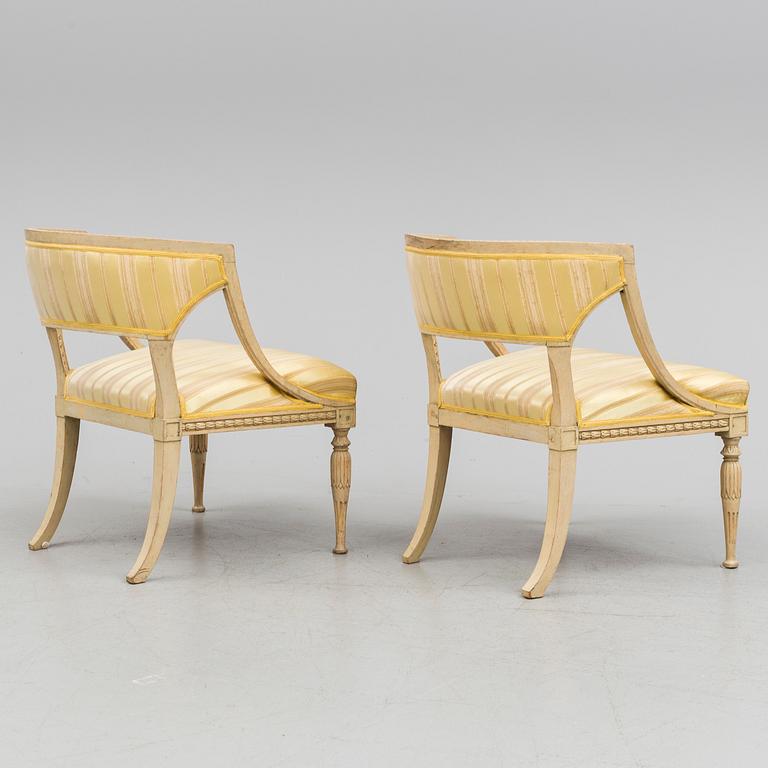 A pair of late Gustavian armchairs by Ephraim Ståhl (master in Stockholm 1794-1820).