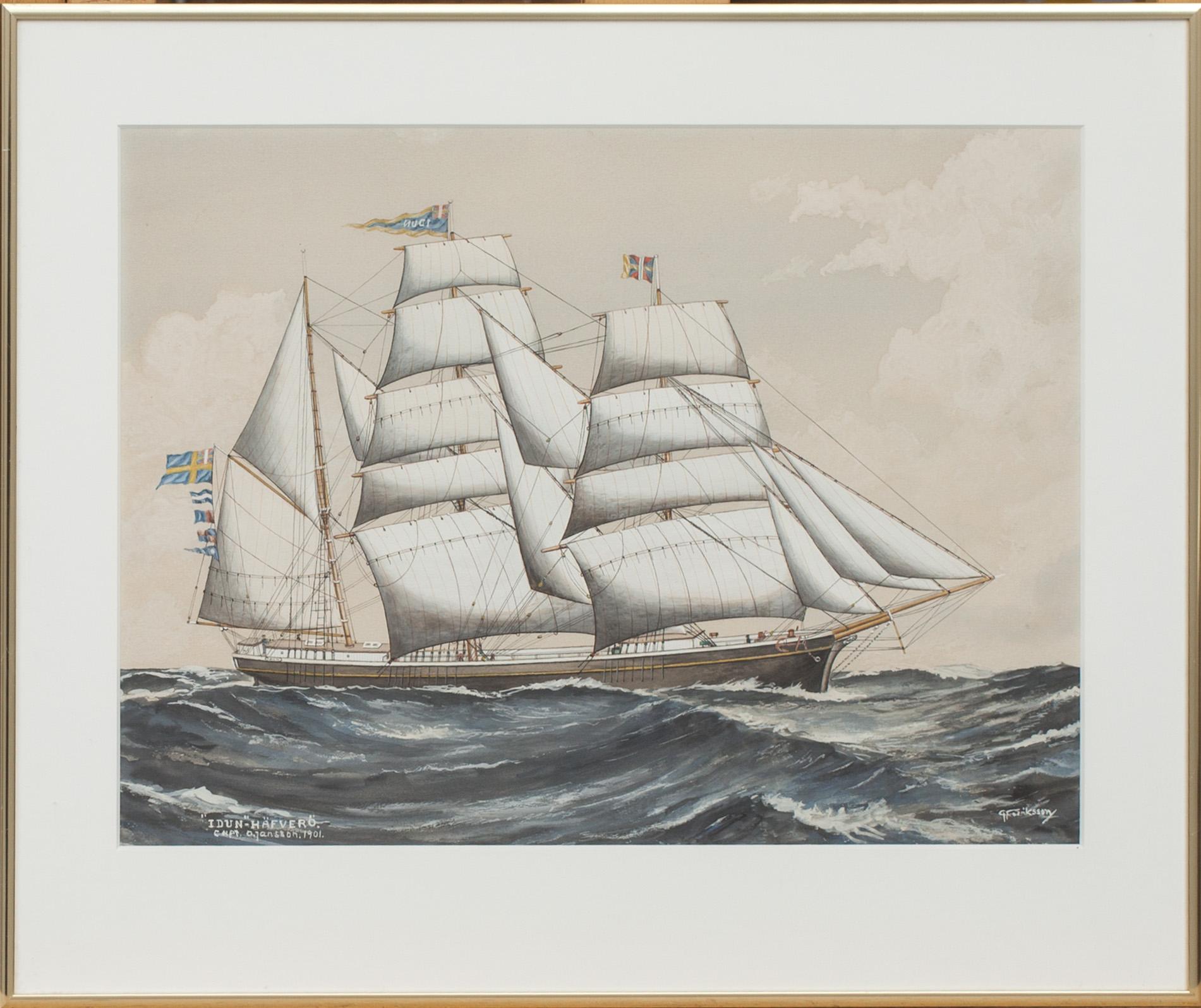 GUSTAF FREDRIKSSON, akvarell med täckvitt, signerad.