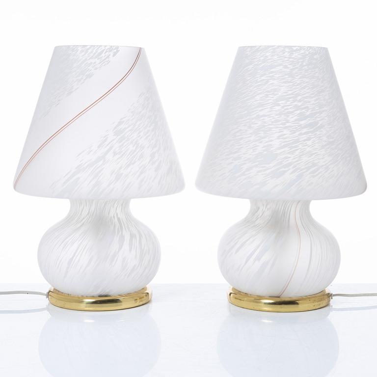 A pair of table lamps, Vetri, Murano, Italy, late 20th Century.