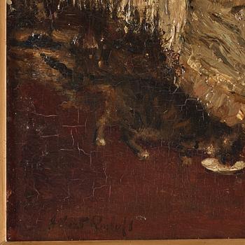 Albert Roelofs, "Dam vid bordet".