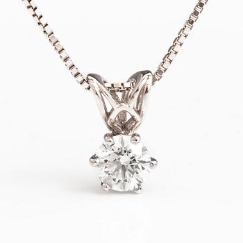 A 14K white gold neclöace with a ca. 0.50 ct brilliant cut diamond.