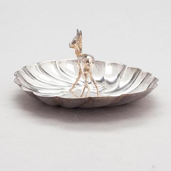 A scalloped silver dish, Pasgorcy, Madrid, Spain, after 1934.