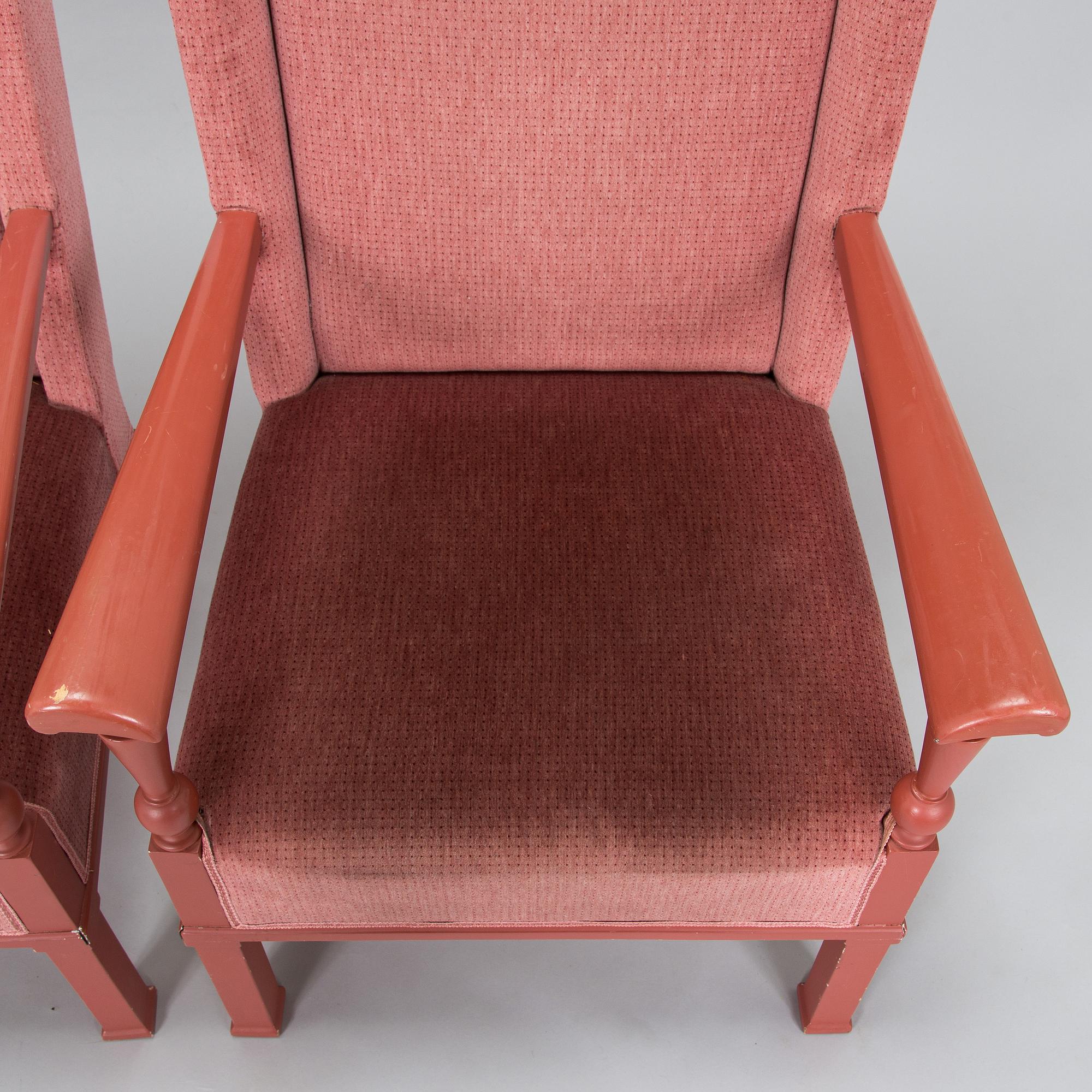 Evert Toivonen, fåtöljer, ett par, tillverkare Möbelfabrik T. Karvanen, Kuopio Finland 1930-tal.