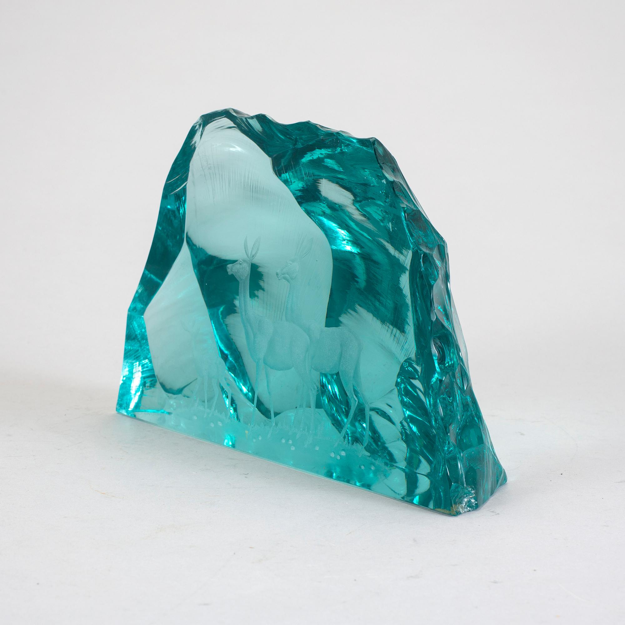 SKULPTUR, glas, signerad Vicke Lindstrand, Kosta.