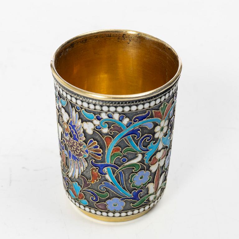 Bägare, silver och emalj, Moskva, Ryssland, tidigt 1900-tal.