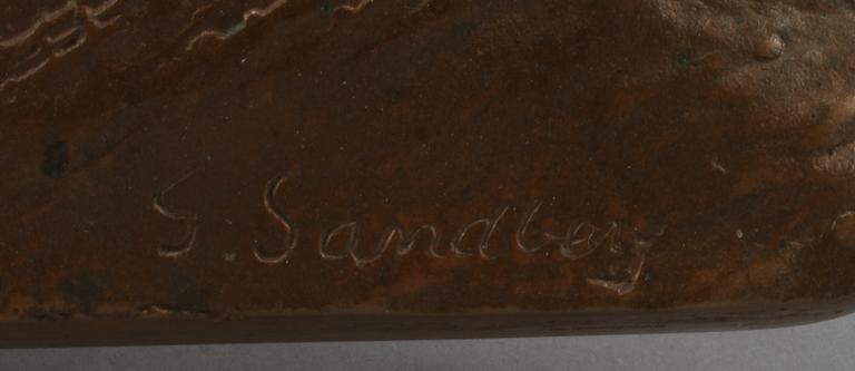 GUSTAF SANDBERG, relief, brons, signerad.