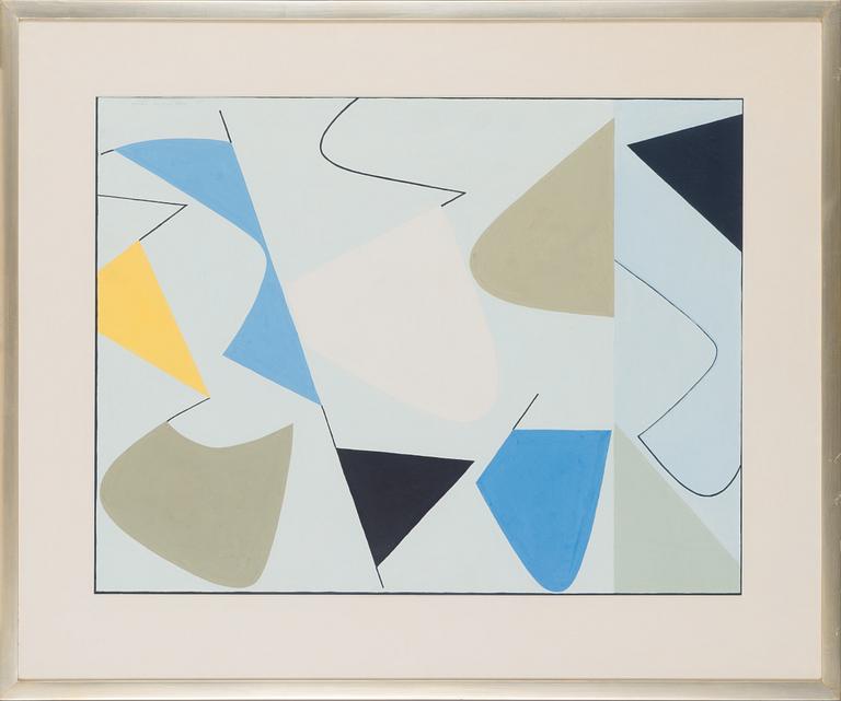 Göran Augustson, gouache on paper, signed and dated-75.