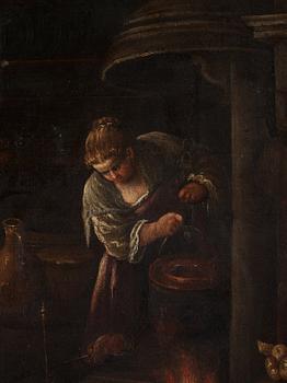 Girolamo da Ponte (Bassano) Tillskriven, Kvinna vid spisen.