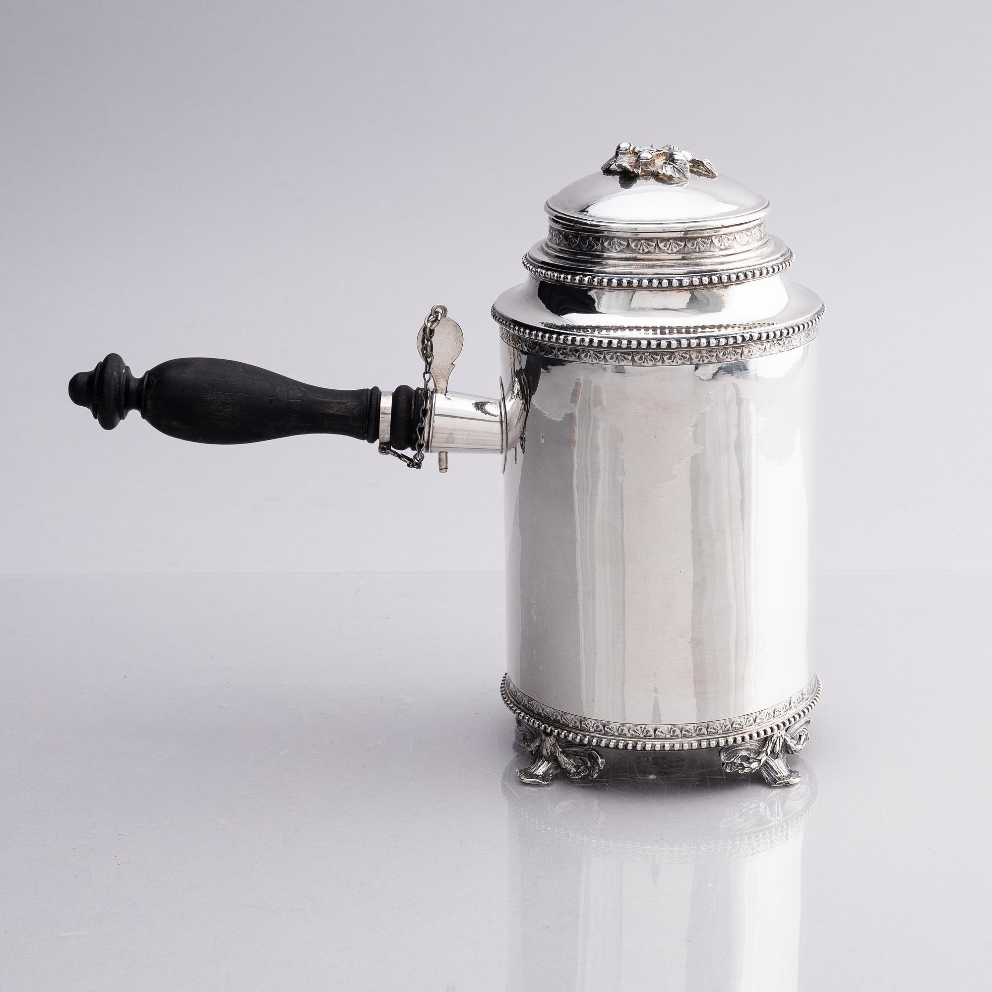 A Swedish Gustavian 18th century silver coffee-pot, mark of Petter Eneroth, Stockholm 1789.