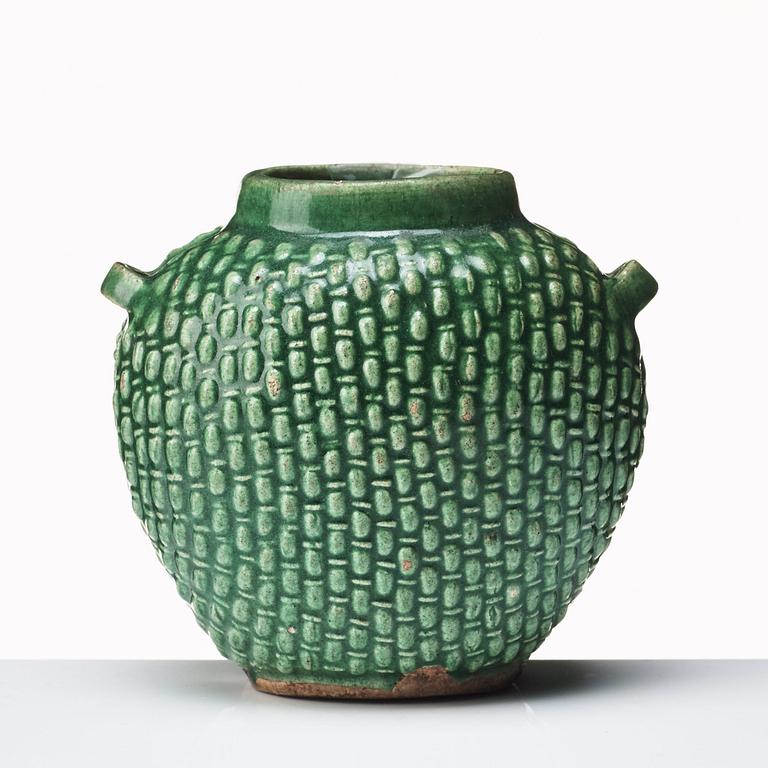 A green glaze spice jar, presumably late Ming dynasty.