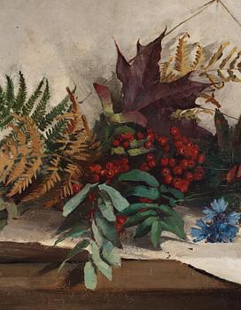 Gerda Tirén, Still life with berries and butterfly.