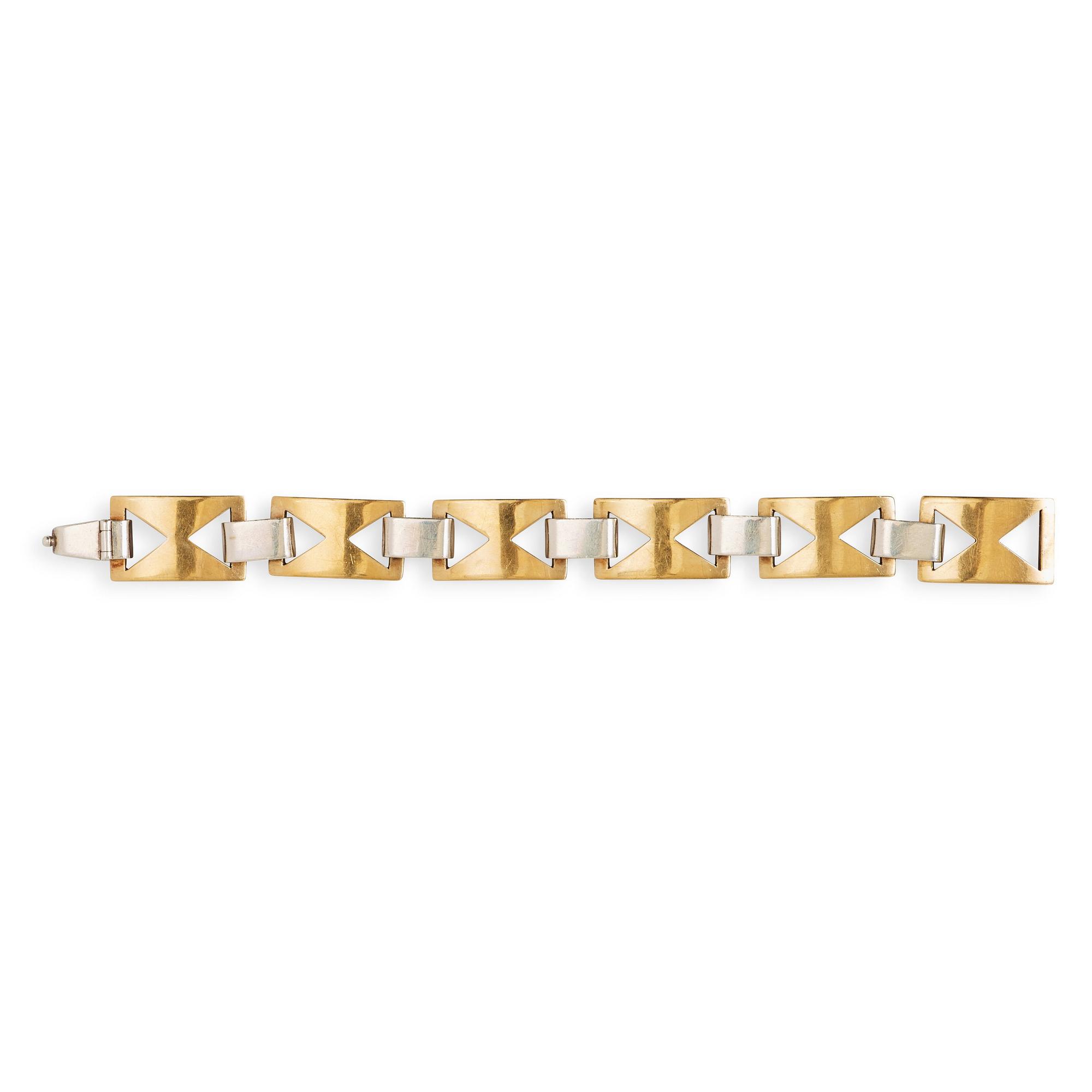 Sigurd Persson, armband, Stockholm 1980, smed Madeleine Muhr, delvis förgyllt sterling silver,
