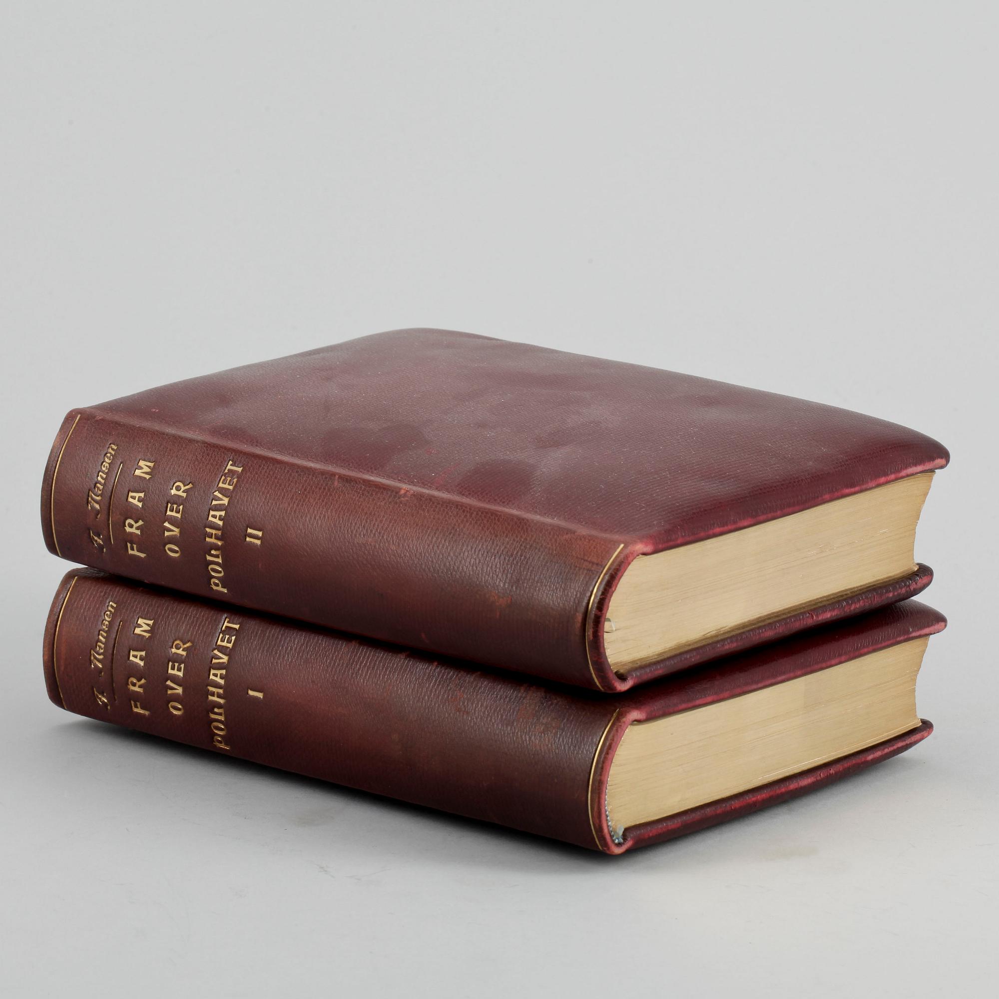 BOK, 2 vol, "Fram Over Polhavet", av Fridtjof Nansen, Norge, 1897.