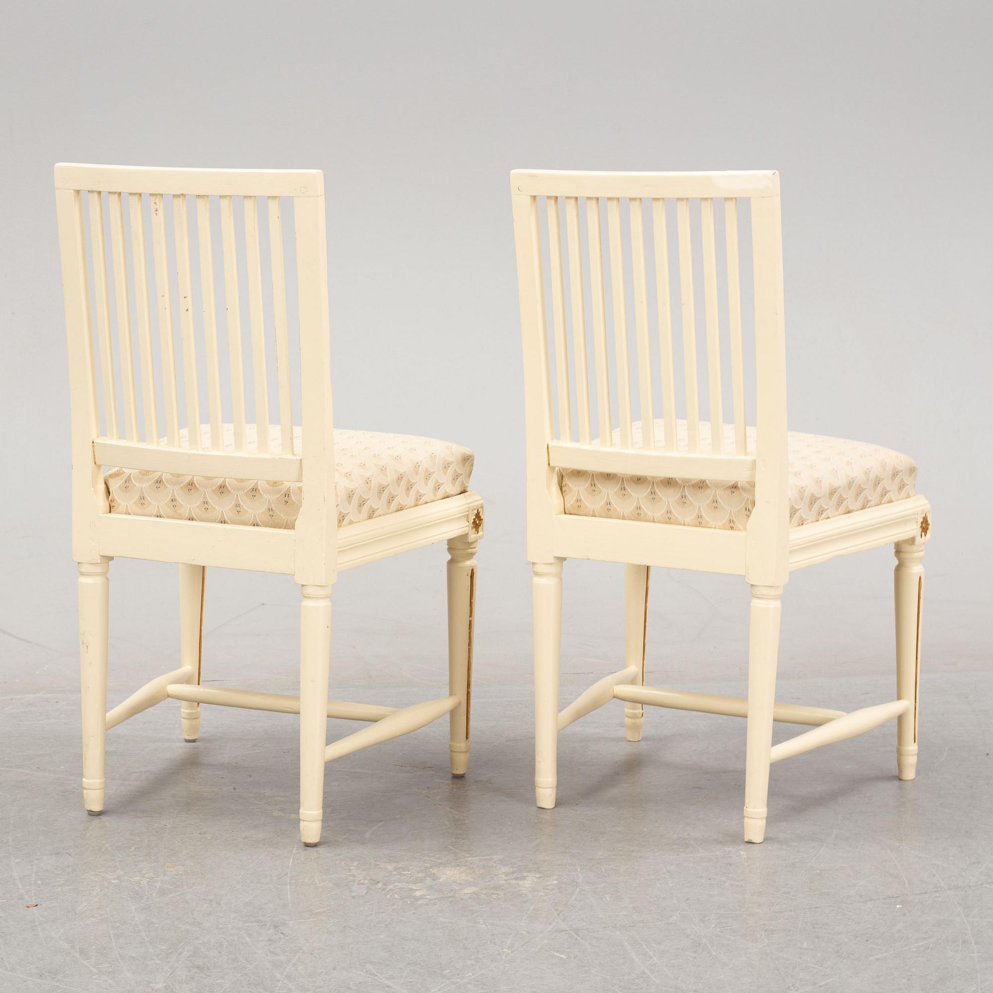Stolar, sex stycken, gustaviansk stil, 1800-tal.