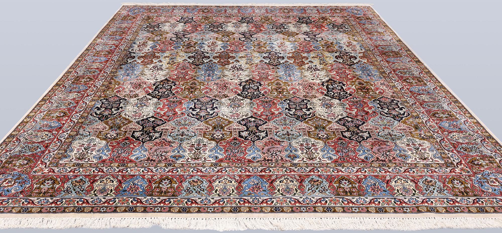 Matta, silke, Kashmir, ca 357 x 274 cm.