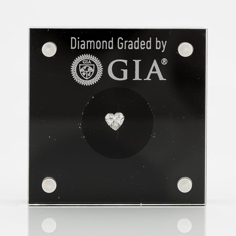 Hjärtformad briljantslipad diamant 0.50 ct medföljande GIA dossier.