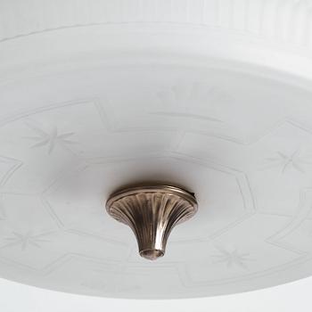 Edward Hald, & Erik Tidstrand, a ceiling lamp, Orrefors & Nordiska Kompaniet, 1920s-30s.