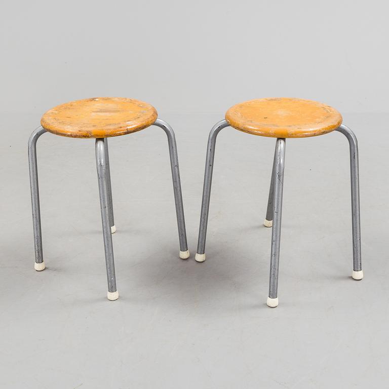 Eight birch stools, mid 20th Century.