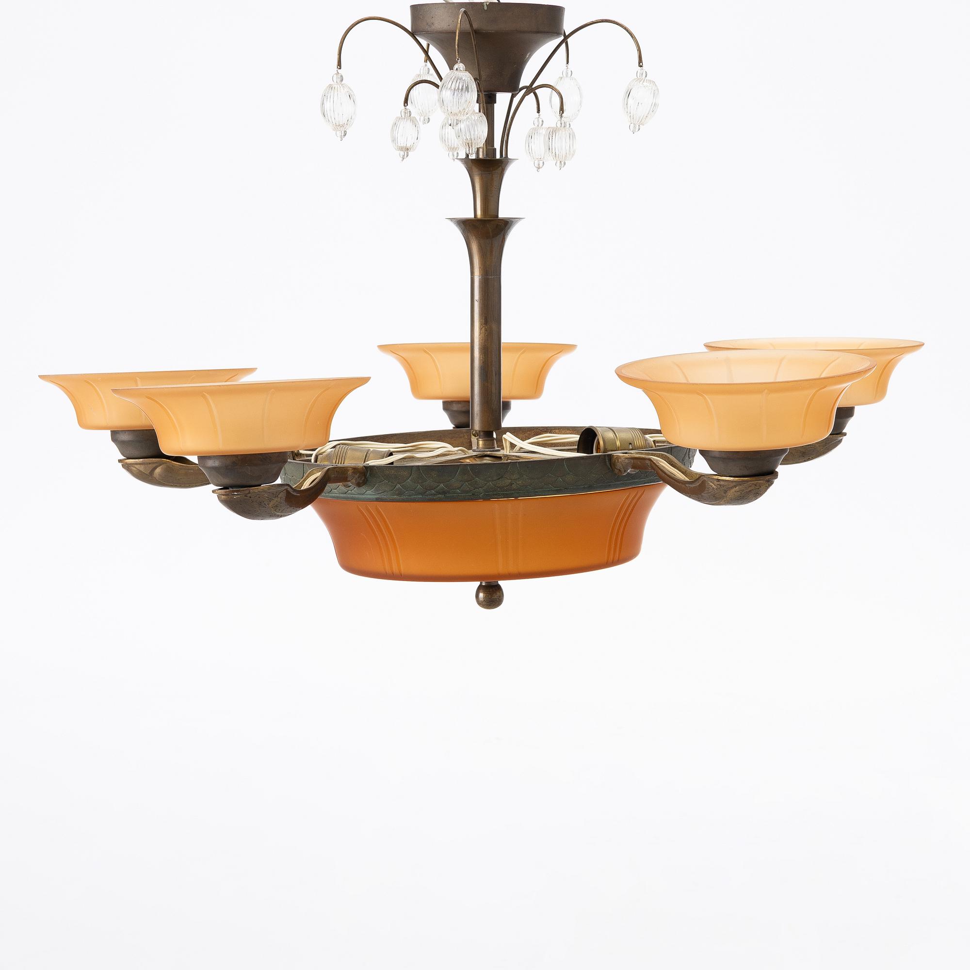 Malmö Metallvarufabrik, attributed to, a ceiling lamp, 1930s.