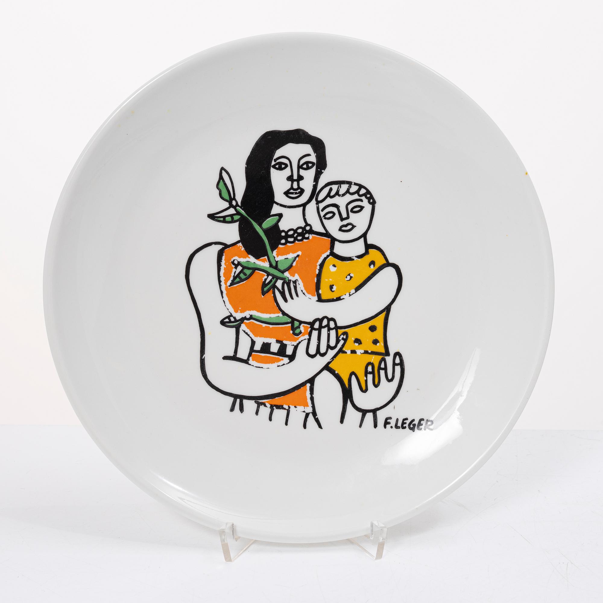 Tallrikar, 7st, med motiv av Fernand Léger, FD Chauvigny, Frankrike.