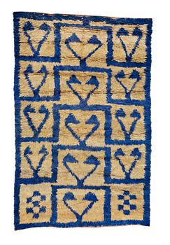 219. A RUG, a semi-antique Anatolian tülü, probably Konya, ca 218,5 x 140 cm (plus the ends have 7 and 4 cm flat weave).