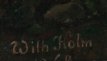 OKÄND KONSTNÄR ett par, olja på pappannå, sign Wilh Holm 1868.