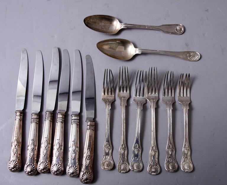 PARTI BESTICK, 14 delar, silver och nysilver.