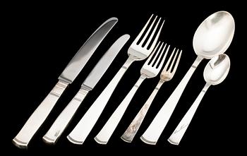 BESTICK. 106 delar. Silver. "Rosenholm", GAB, Stockholm, 1950-63. Vikt exkl knivar ca 2130 gr.