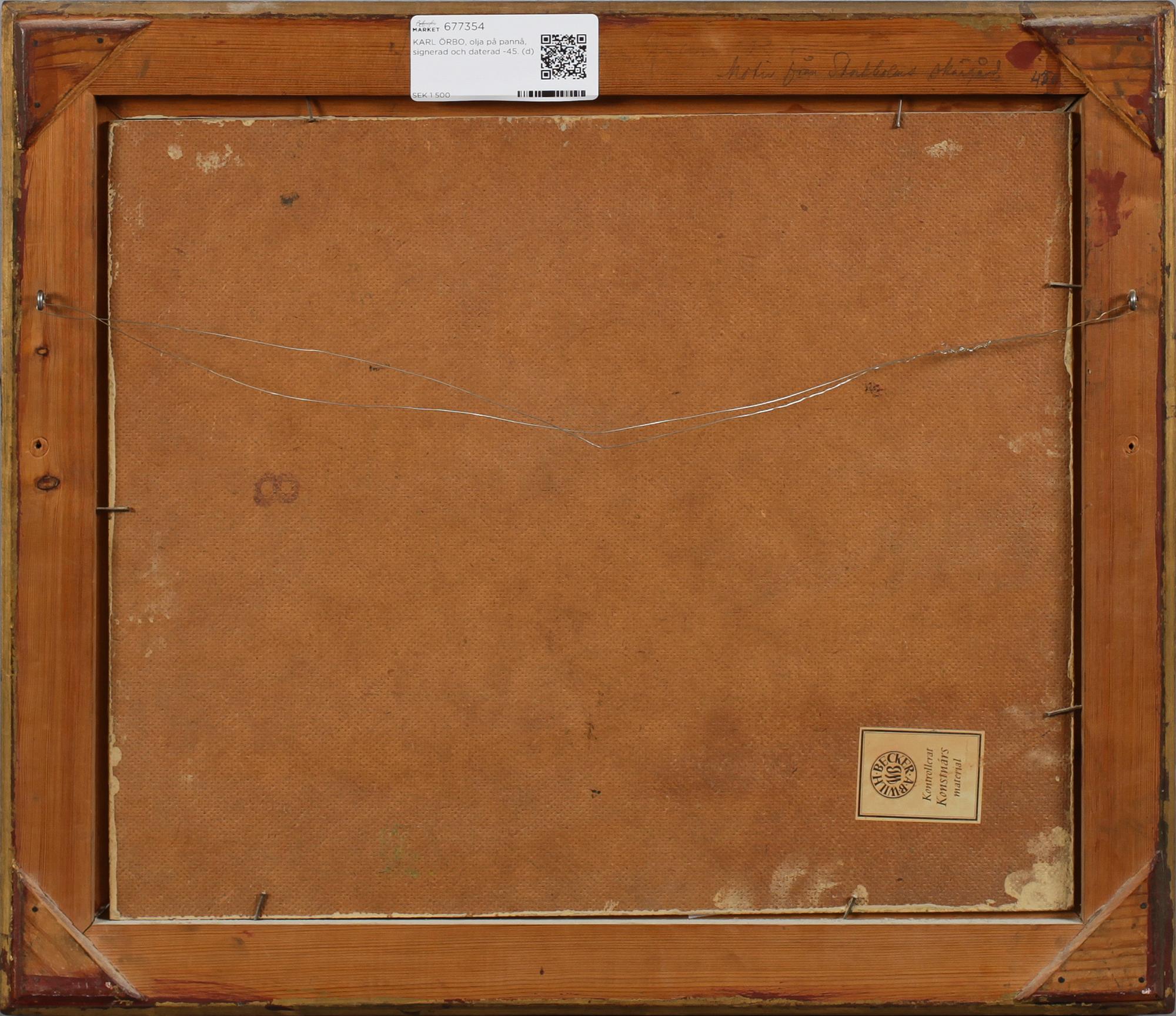 KARL ÖRBO, olja på pannå, signerad och daterad -45.