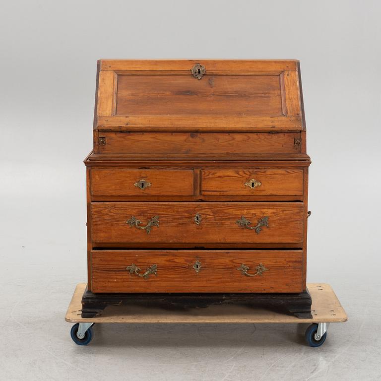A pinewood secretaire, 18th Century.
