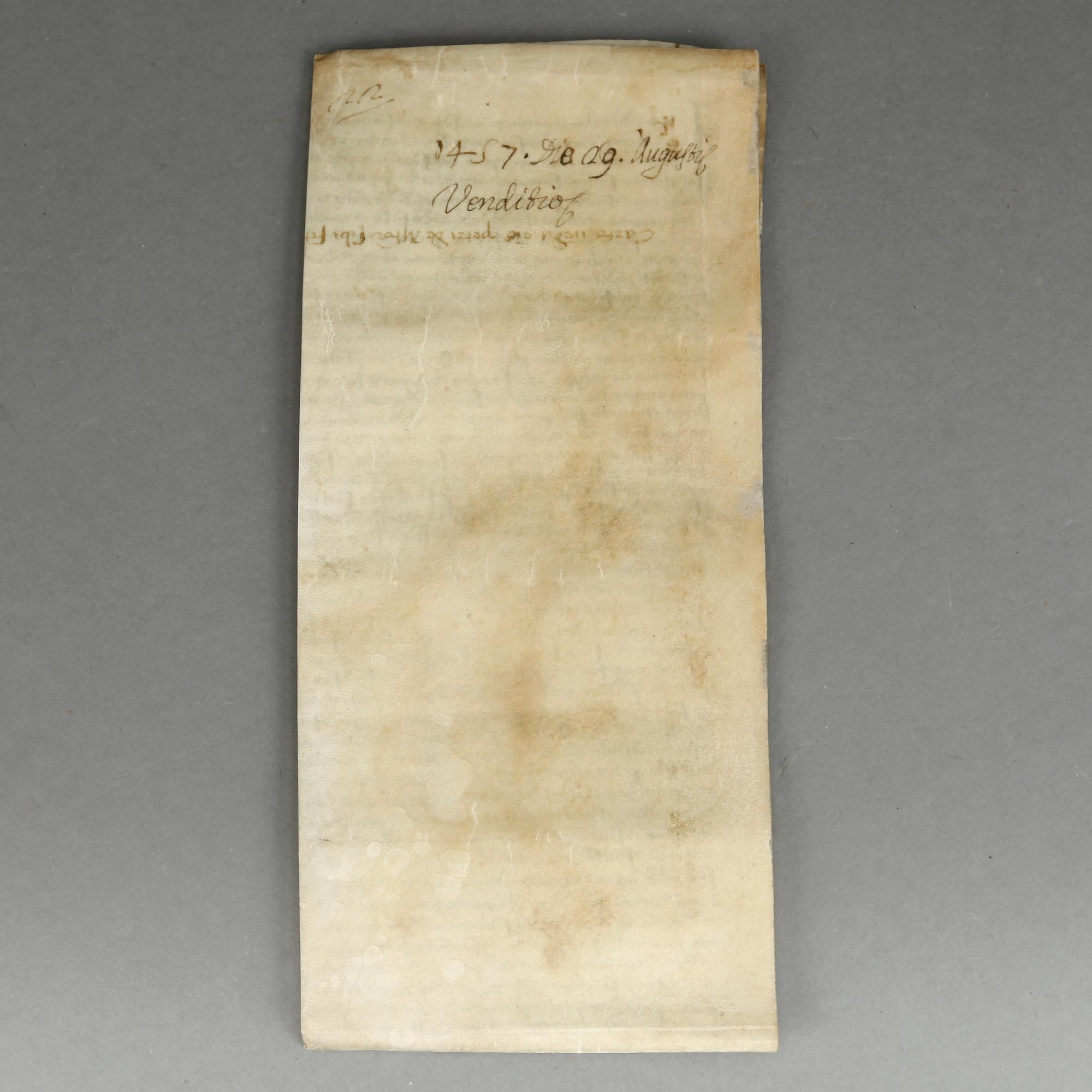 PERGAMENTDOKUMENT, daterat 1457.