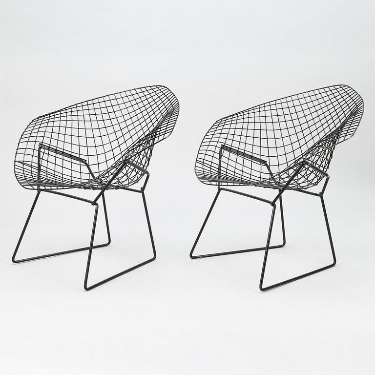 HARRY BERTOIA, fåtöljer ett par, "Diamond chair", 1900-talets senare hälft.