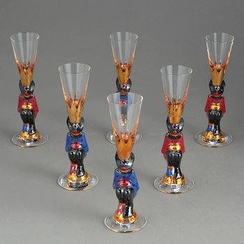 SNAPSGLAS, 6 st, "Nobelservisen", Gunnar Cyrén, Orrefors.