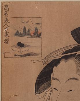 A Japanese colour woodblockprint by Kitagawa Utamaro (1753-1806), late 19th Century.