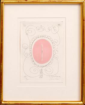 Lucio Fontana, color etching with relief and perforation signed and numbered 36/100.