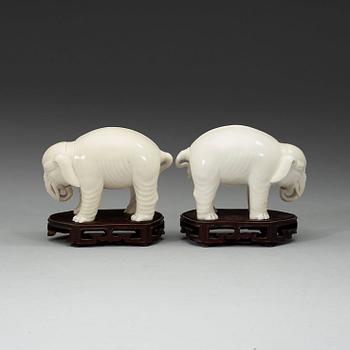 A pair of blanc de chine elephants, Republic.