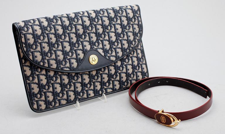 KUVERTVÄSKA, Christian Dior samt SKÄRP, Cartier.