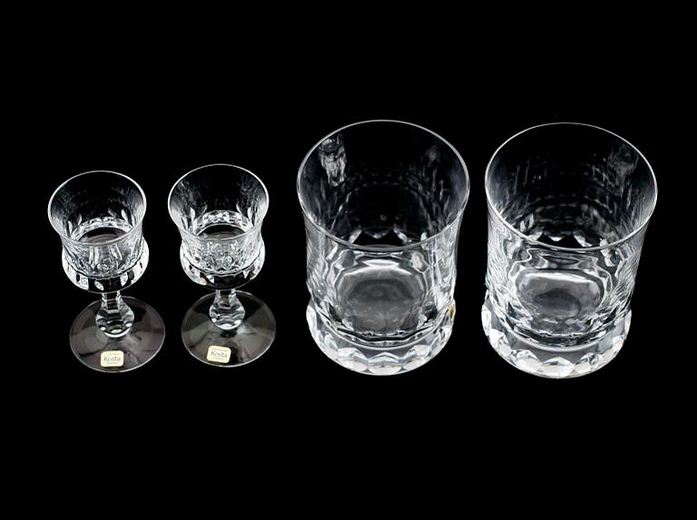 LONGDRINK/GROGGLAS, 6 st samt LIKÖRGLAS,  8 st, "Prince", Göran Wärff, Kosta.