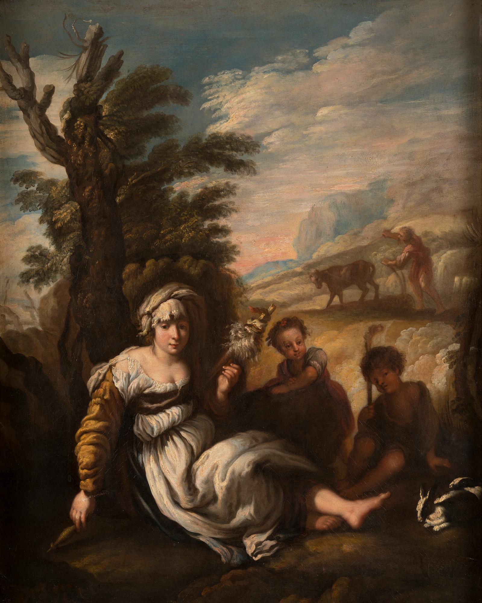 DOMENICO FETTI, Copy after. 18th Century. Relined canvas 80 x 63 cm.