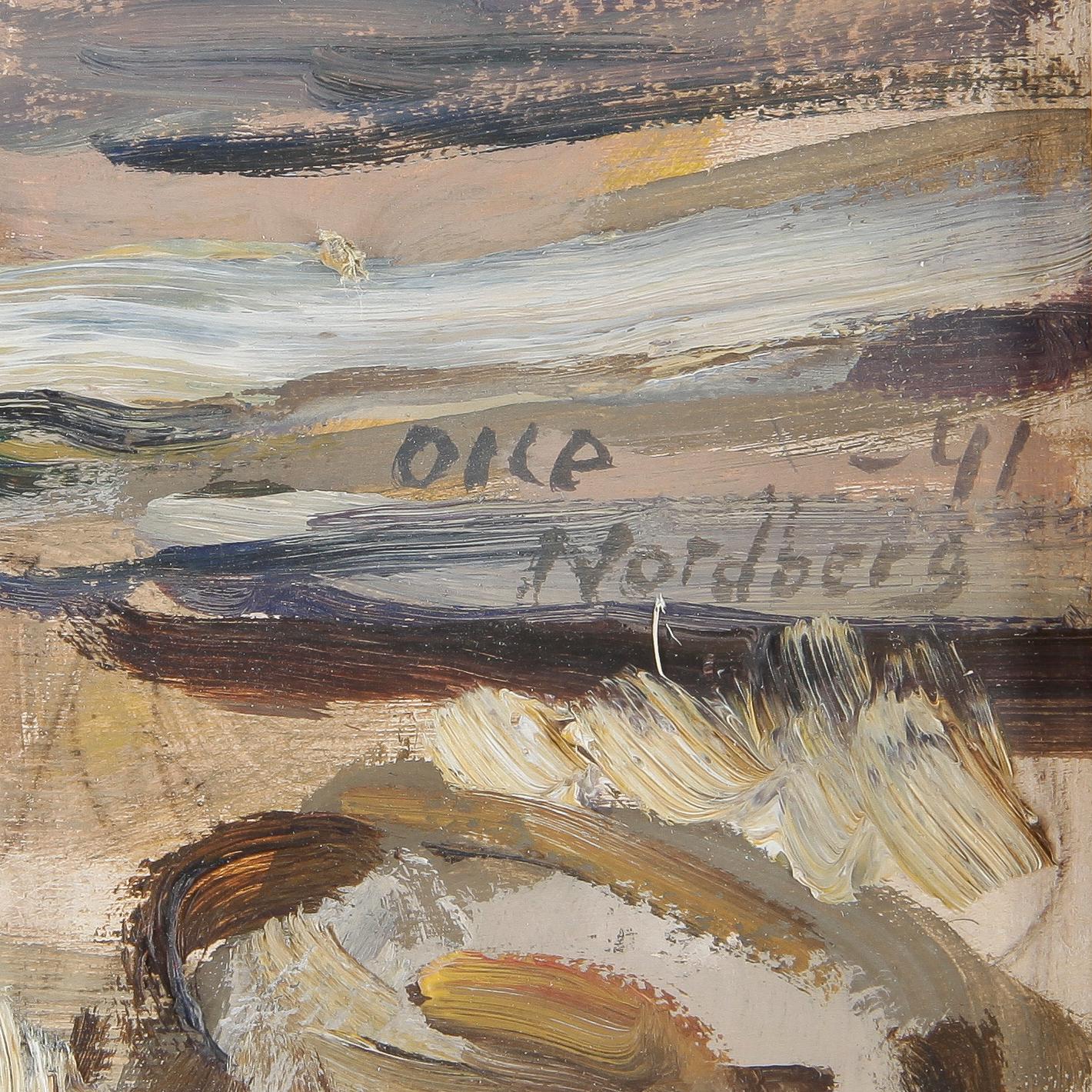 OLLE NORDBERG, olja på pannå. Signerad och daterad -41.