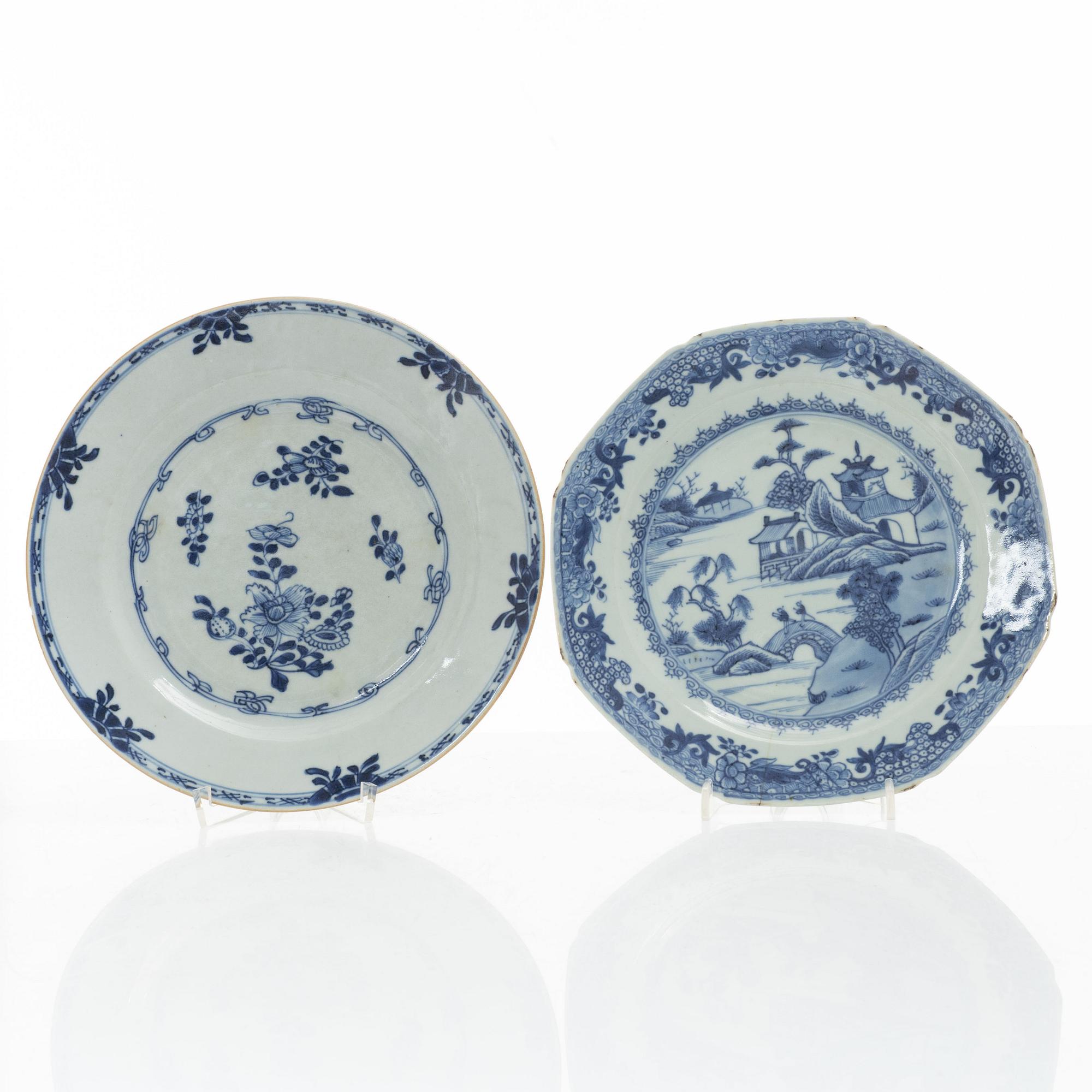 Tallrikar, 14 st, porslin, Kina, 1700-1800-tal.