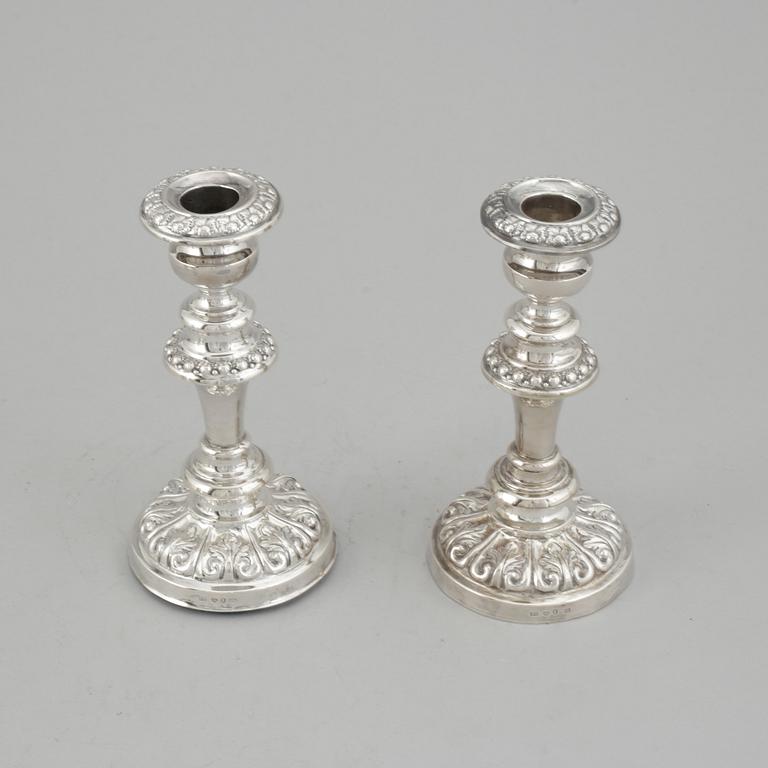 Carl Nyström, a pair of silver candlesticks, Stockholm 1843.