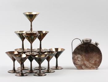 COCKTAILSET, 13 delar, nysilver, Art Deco, C.G Hallberg.