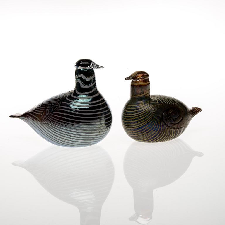 FIGURINER, 2 st, glas, Oiva Toikka, Nuutajärvi. Signerade.