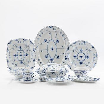 Service, 46 pieces, porcelain, Blue Fluted "Full Lace" and "Half Lace", Royal Copenhagen, Denmark.