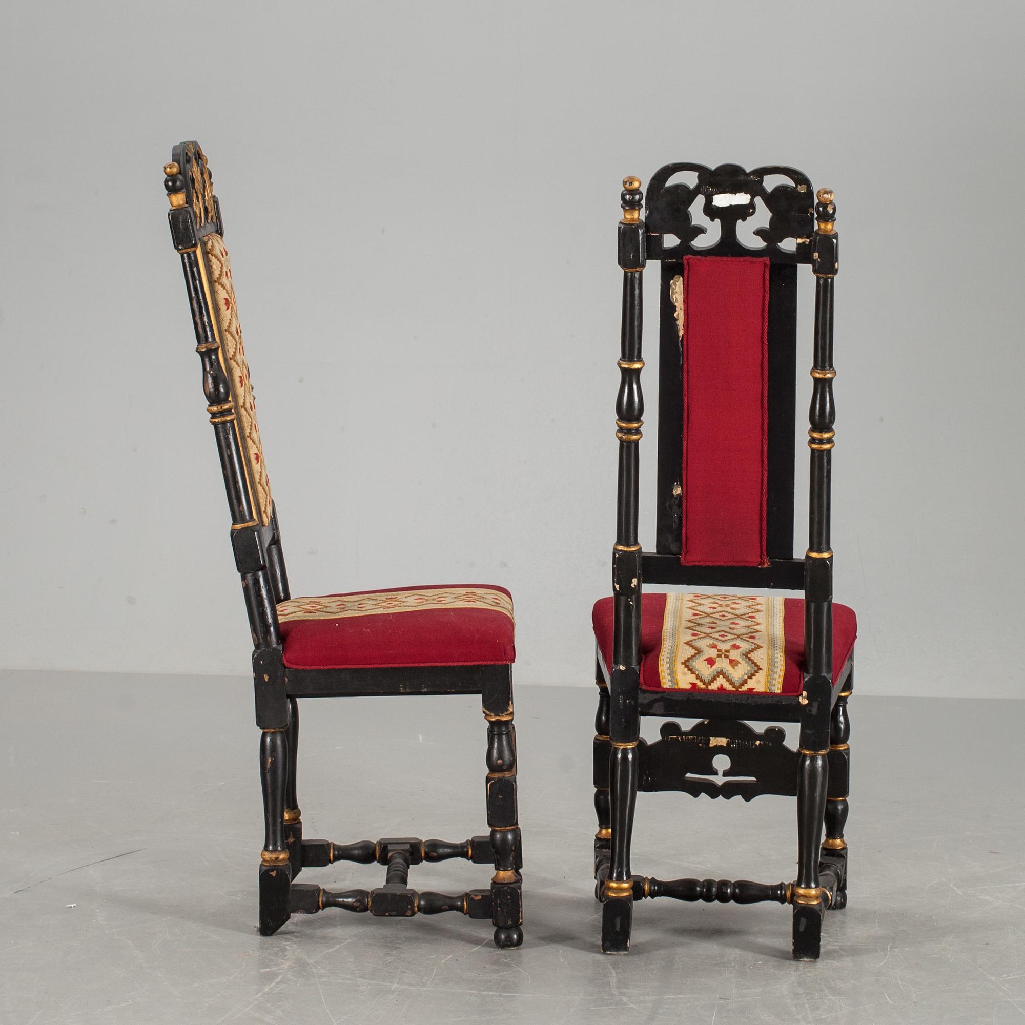 STOLAR, ett par, barockstil, 1800-tal.