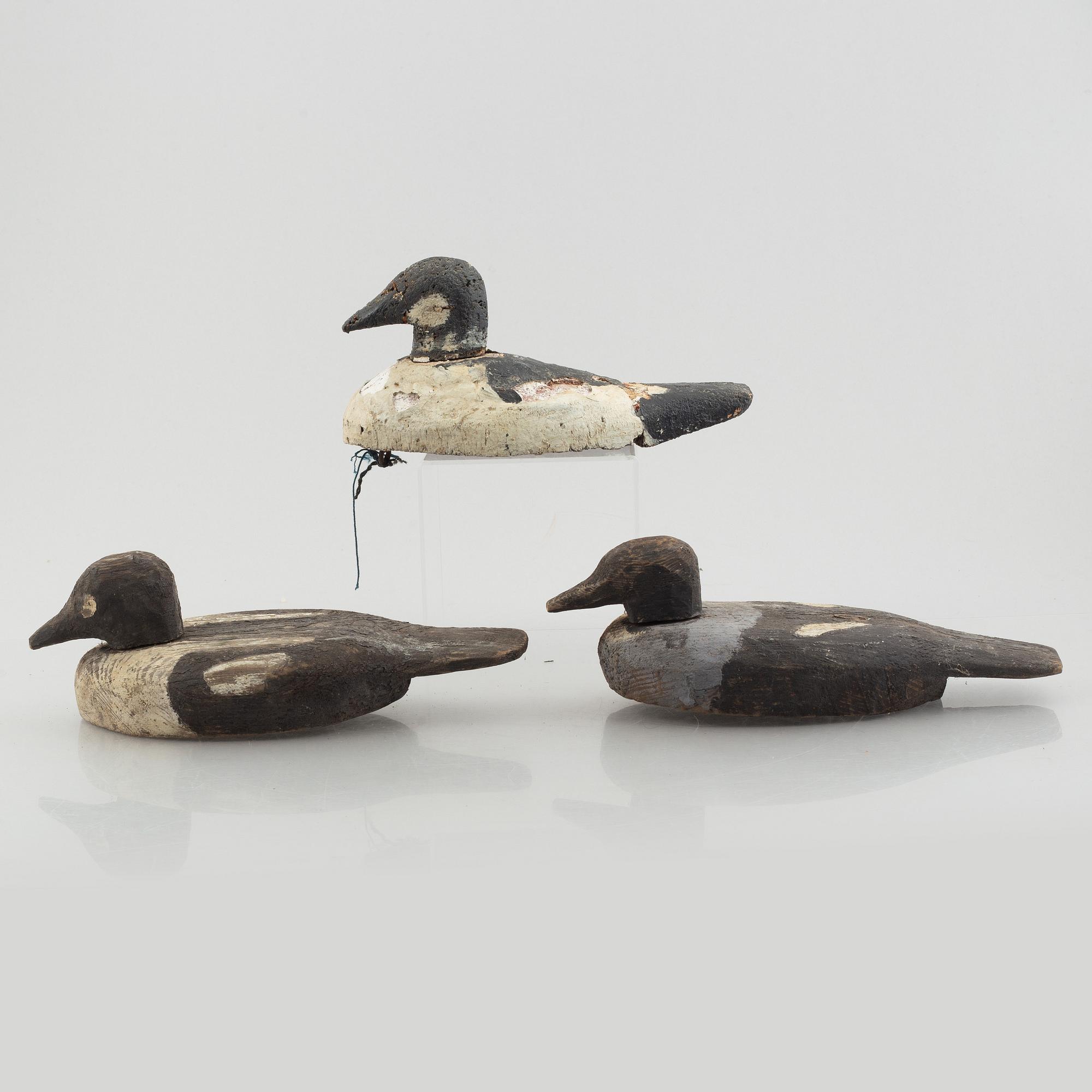 A set of three decoy ducks, early 20th Century.