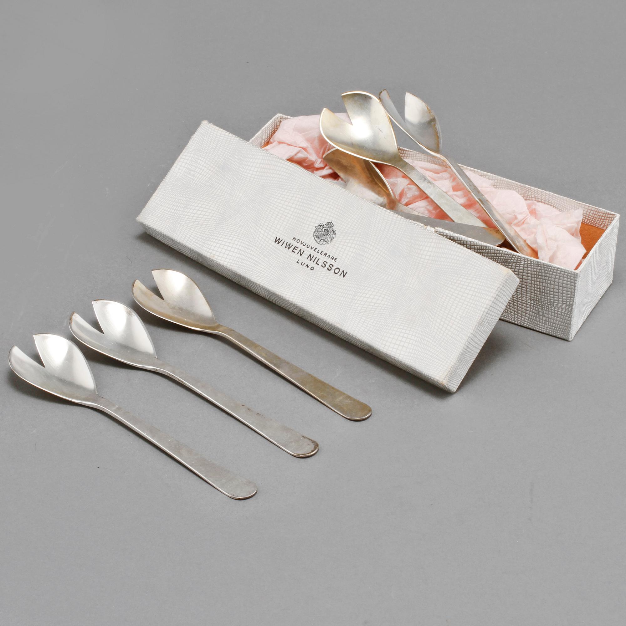 OSTRONBESTICK, 10 st, silver, Wiwen Nilsson, Lund, 1953 - 1963. Vikt 285 g.